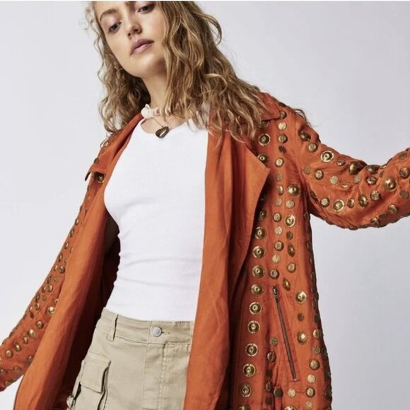 NWT - Free People Chelsea Coin Moto Jacket  - Bronze - XS - Picture 2 of 6